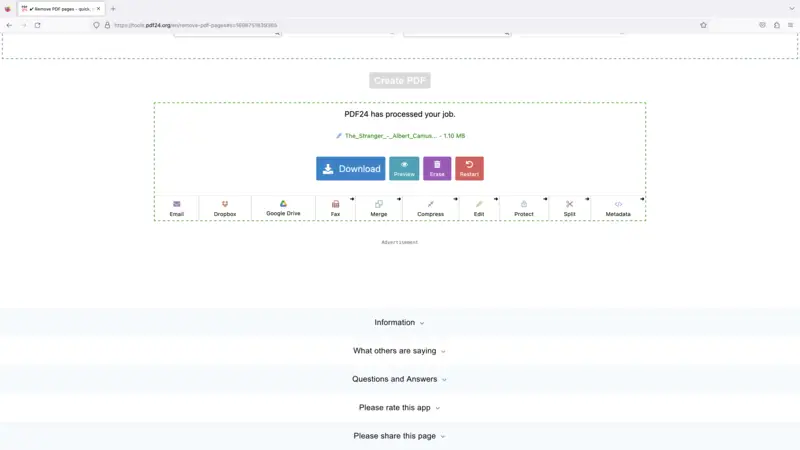 Remove pages from a PDF